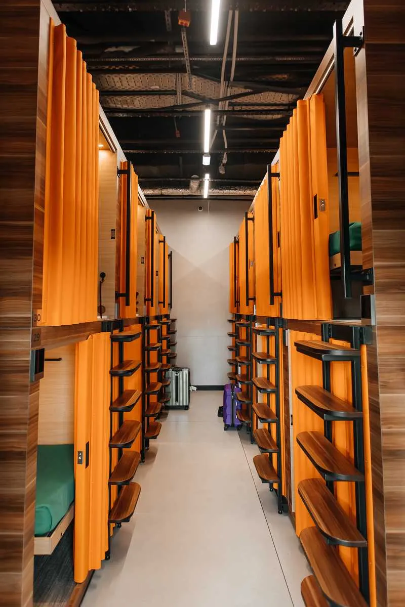 Hotel corridor comfort pods overview GettSleep Tolmachevo Novosibirsk OVB