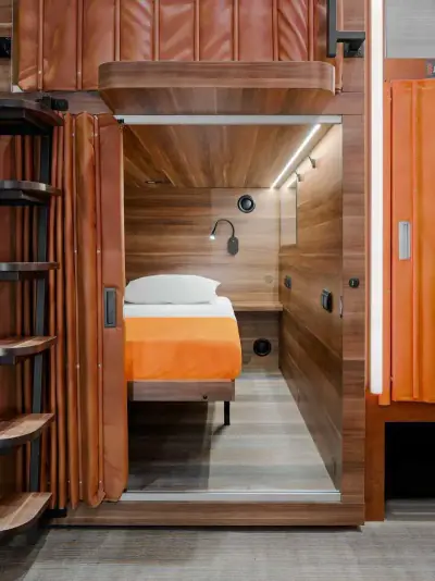 GettSleep Comfort lower capsule interior entrance view Terminal B Sheremetyevo