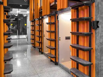 Entrada cristal corredor hotel GettSleep Terminal B salidas Sheremetyevo