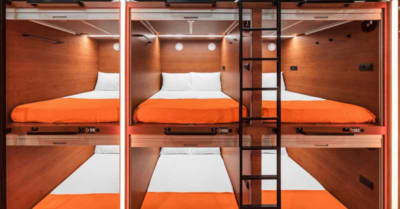 Upper Double capsule at Sheremetyevo Terminal C, spacious pod ideal for couples or friends
